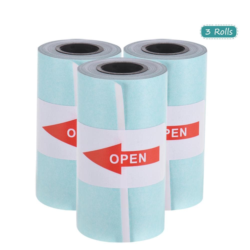 1/3 Roll Printable Sticker Paper Roll Direct Thermal Paper with Self-adhesive 57*30mm for PeriPage A6 Pocket Thermal Printer 3 Rolls