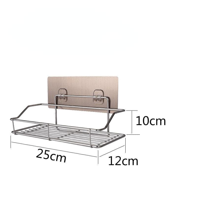 Stainless Steel Bathroom Storage Shelf Punch-Free Kitchen Bathroom Toilet Wall Hanging Storage Rack