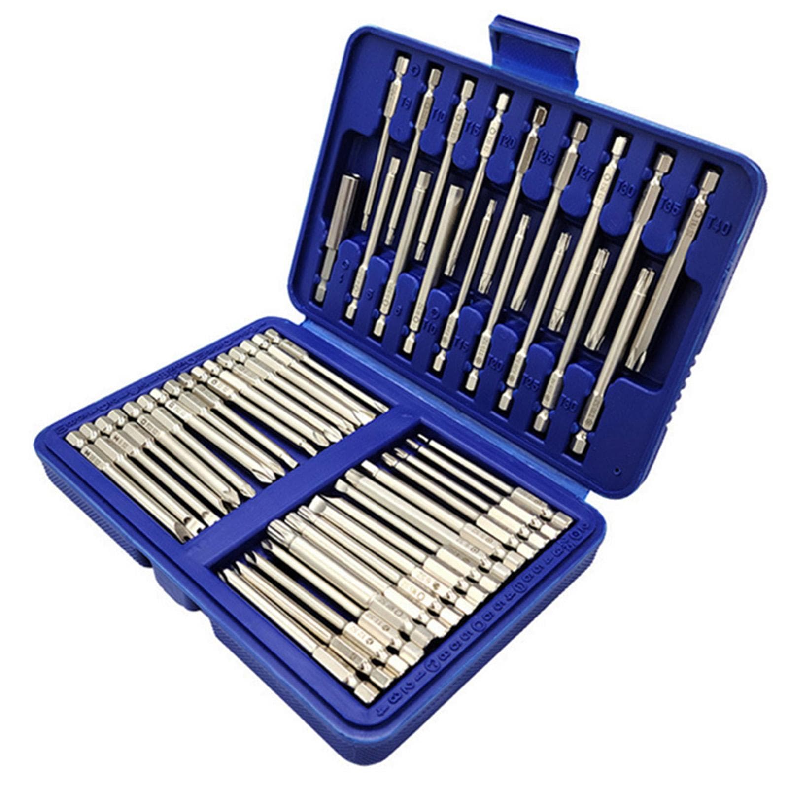 50Pcs Long Screwdriver Bits Set 49Pcs 75mm Cr-V Screwdriver Bits + 1Pc Magnetic Bit Holder with Sandblasting