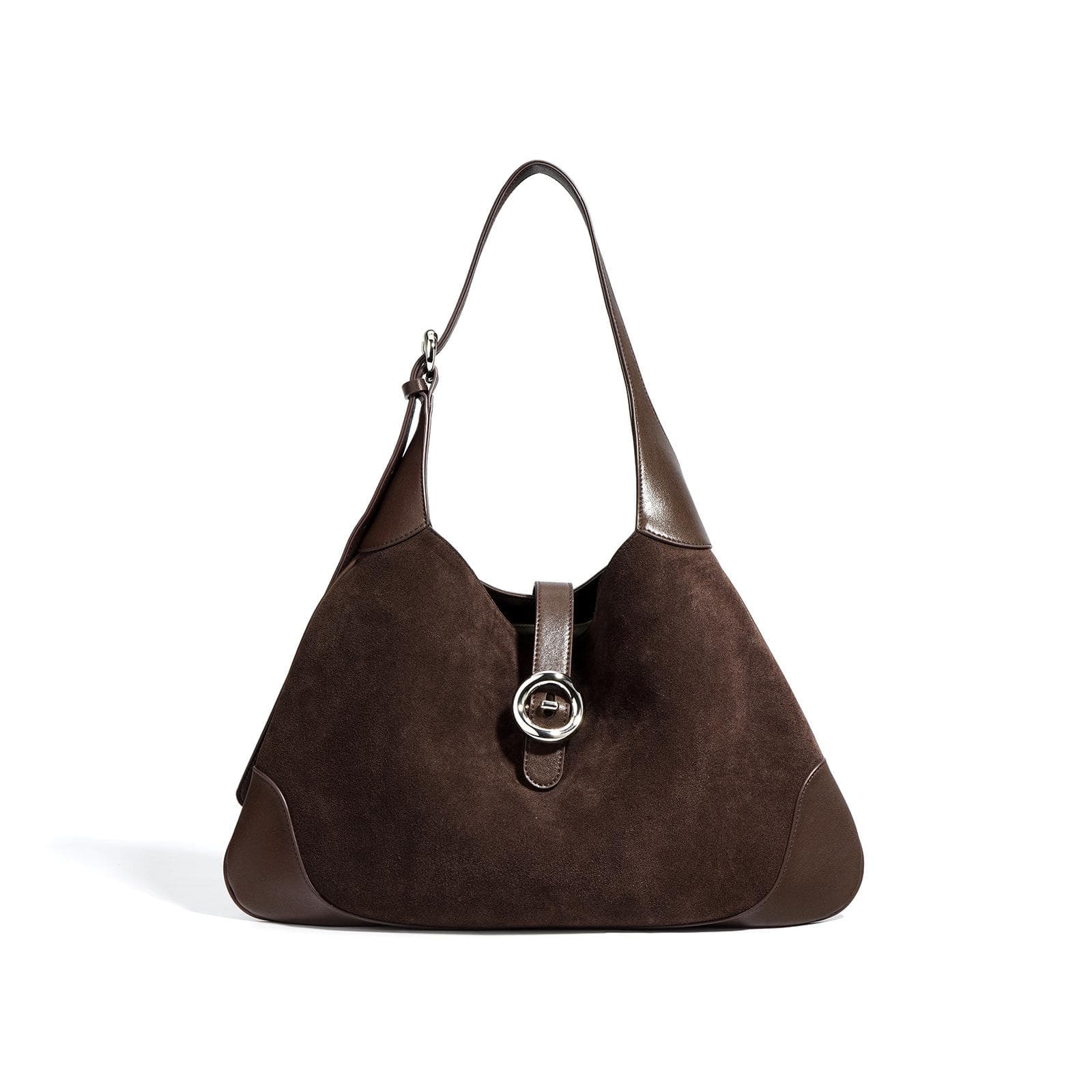 Large Capacity Suede Tote Bag Women's Armpit Bag Shoulder Bag Retro Commuter Leather Niche coffee