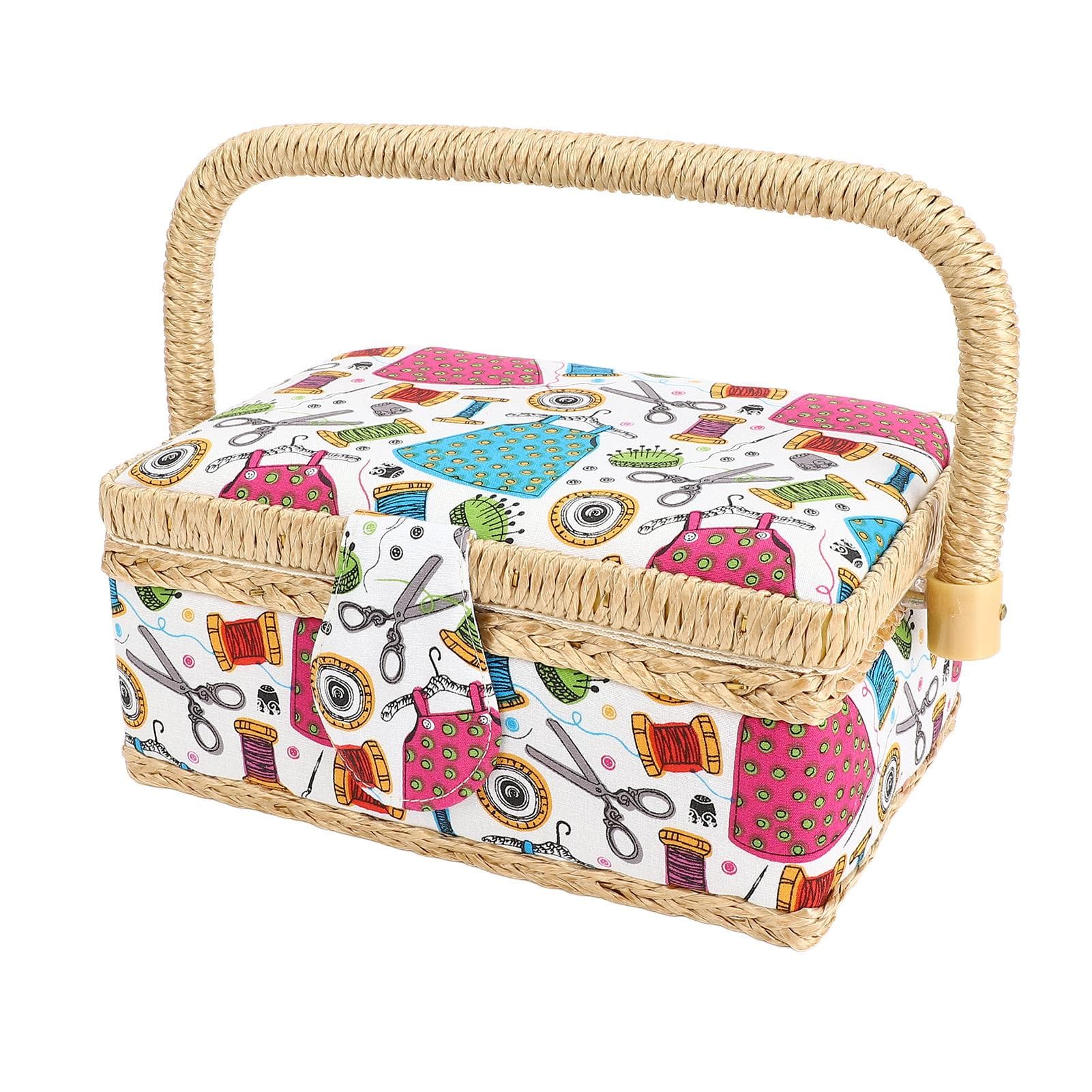 Sewing Basket Fabric Large Vintage Organizer Crafting Tools Supplies Kit Storage Box Model C