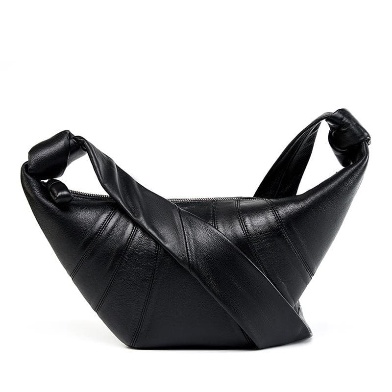 French Minority Head Layer Lambskin Croissant Bag Slant Straddle Lazy Horn Leather Shoulder Slant Straddle Dumpling Bag Woman