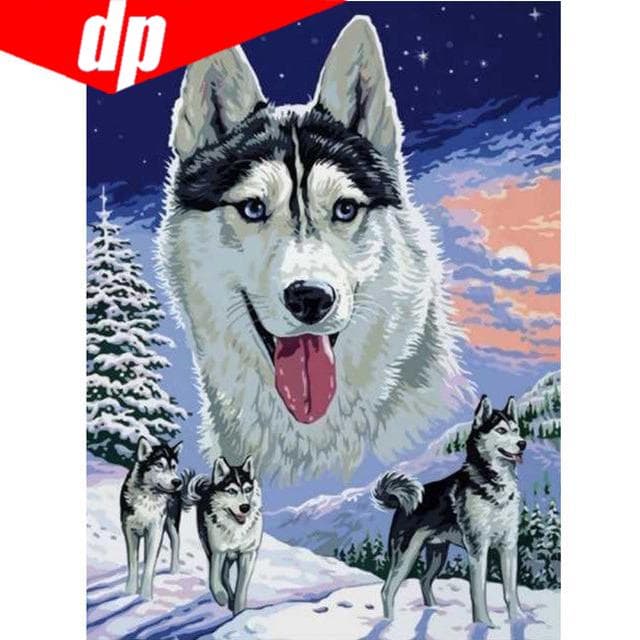 5D Diy Daimond Painting Full Wolf Dog Pictures Rhinestones Diamant Mosaic Diamond Embroidery 20X30