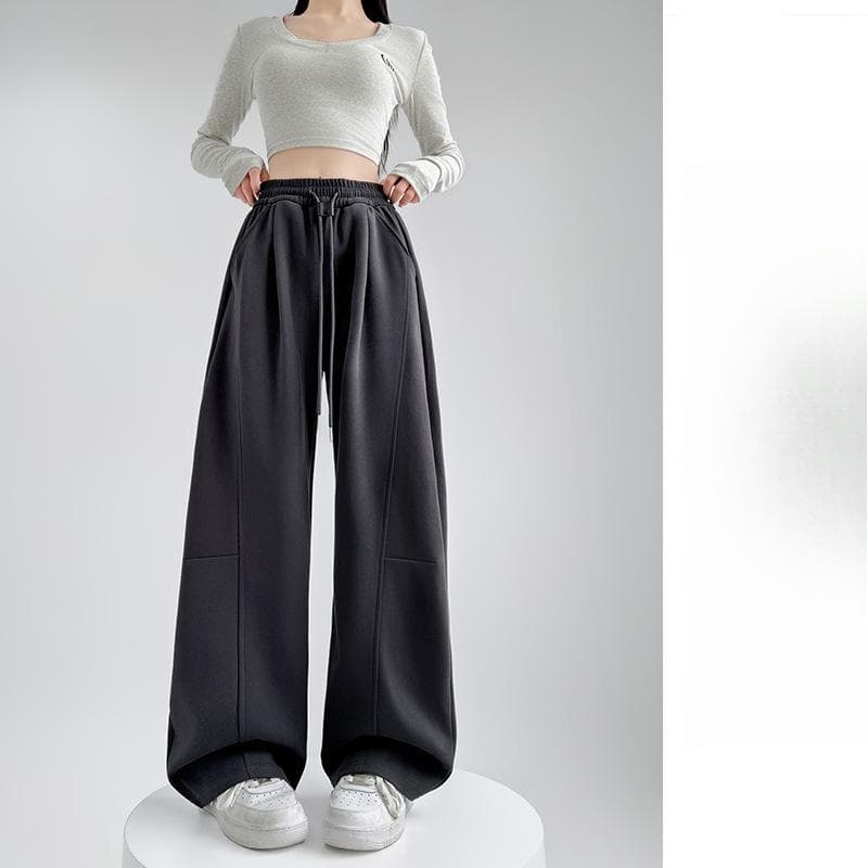 Spring and Autumn New Loose Casual Sweatpants High Waist Narrow Wide Leg Pants XL