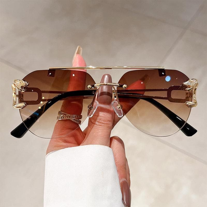 Luxury Rimless Vintage Sunglasses Women Oversized Fashion Shades De Soleil Femme Gafas De Sol Mujer Lentes