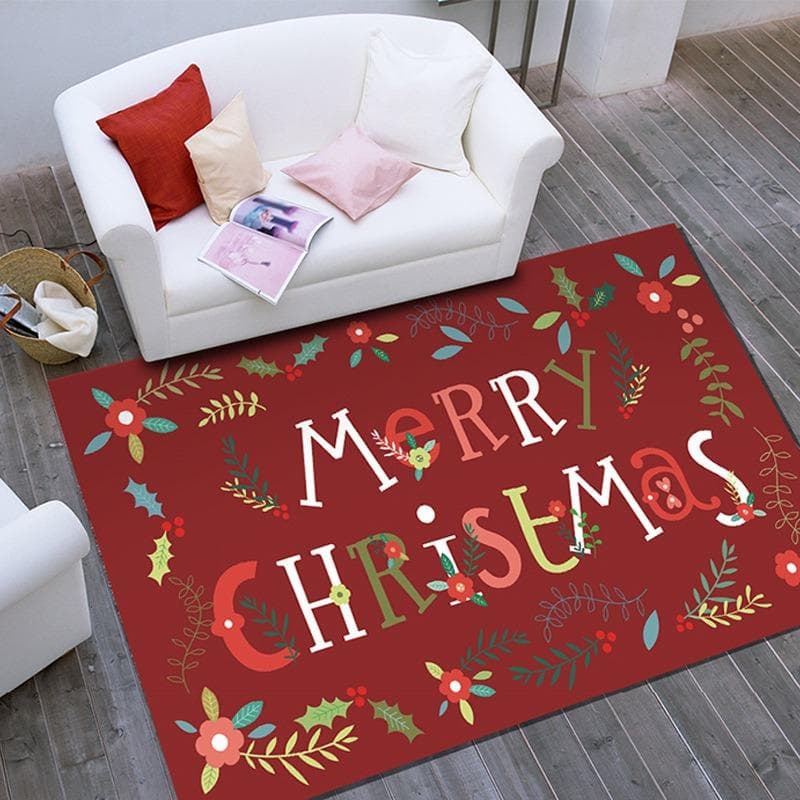 Merry Christmas Area Rug Xmas Carpet for Living Room Red Geometry Stripes Living Room Rugs Winter Non Slip Washable Floor Mat 40 x60cm