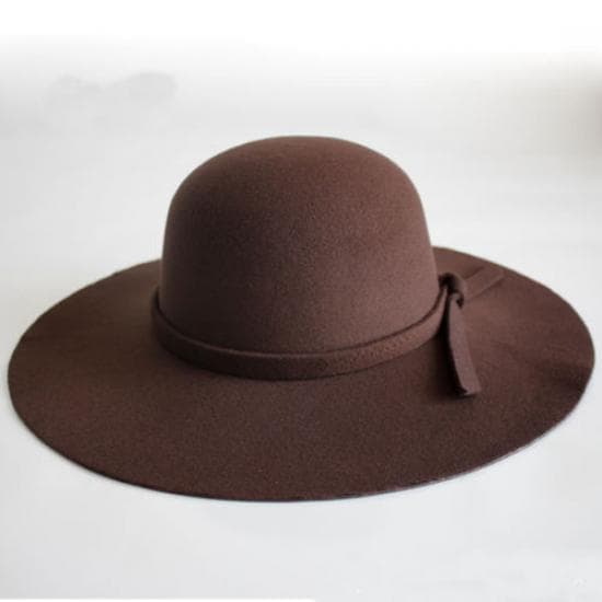 Women Wide Brimmed Dome Hat, Foldable Retro Floppy Fedora Hat, Casual Felt Bowler Sun Cap coffee