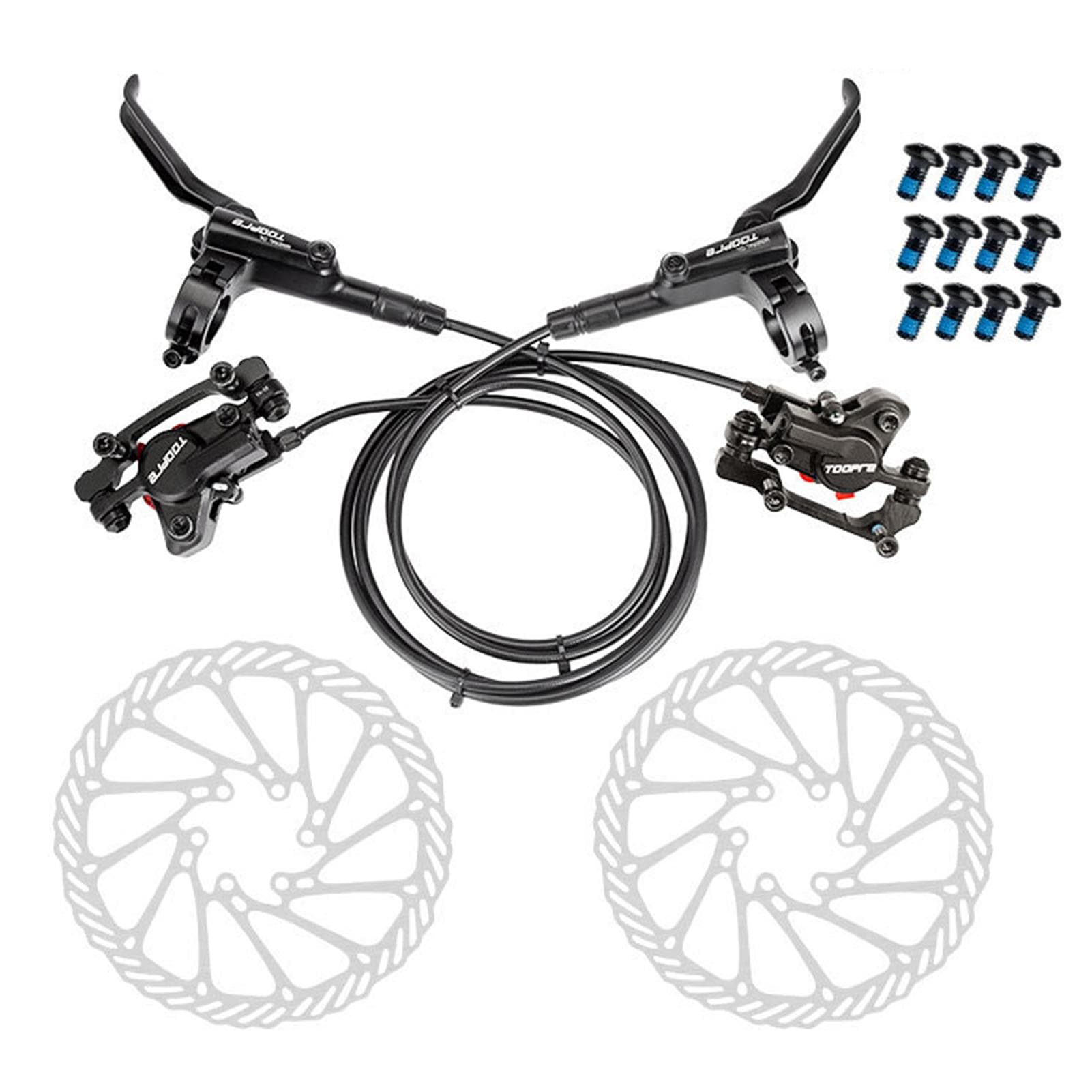 Hydraulic Bike Disc Brake Kit 160mm Disc Brake Rotor Aluminum Front Caliper Disc Brake Bike Front brake & rear brake & 2 Discs