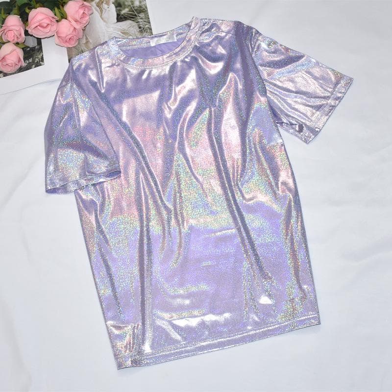 Korean Glitter Silk Loose Fit T-Shirt - Trendy Large Size Short-Sleeve Top for Women and Students 4XL