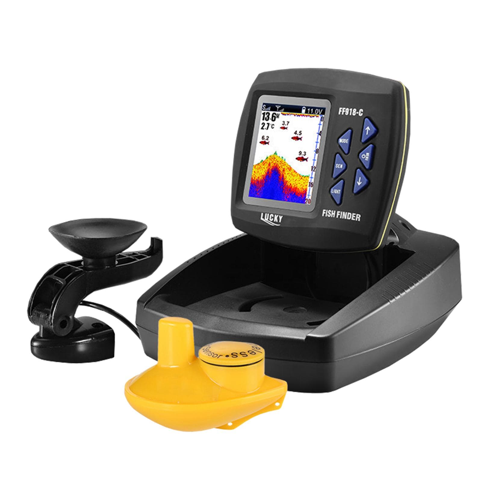 Fish Finder Wired Transducer Sensor Fishfinder 45 Degrees Underwater Fishing Camera Portable Fish Finder Waterproof Wireless & Wired black