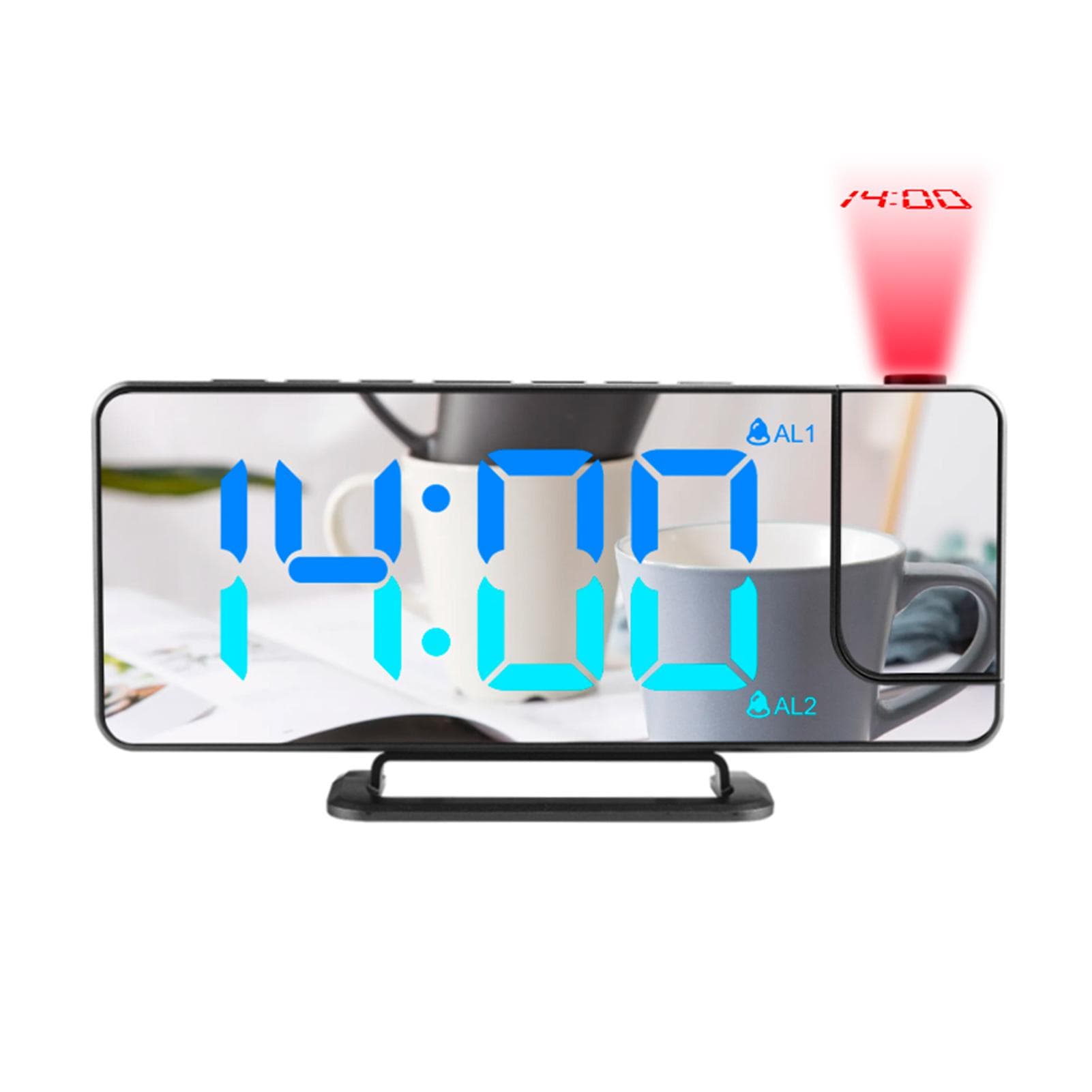Projection Alarm Clock Digital Mirror Clocks with 180 degrees  Rotatable Projector RGB Color Digital LED 0 black