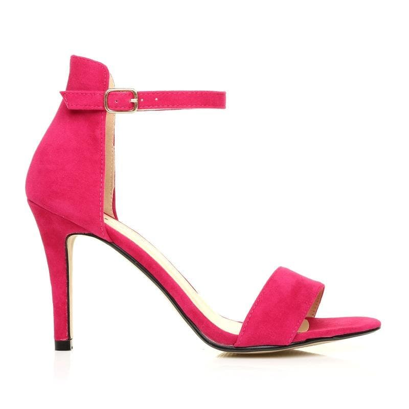 Ladies Womens Suede Mid High Heel Sandal Peep Toe Summer Casual Ankle Strap Shoes shoe 41 Rose