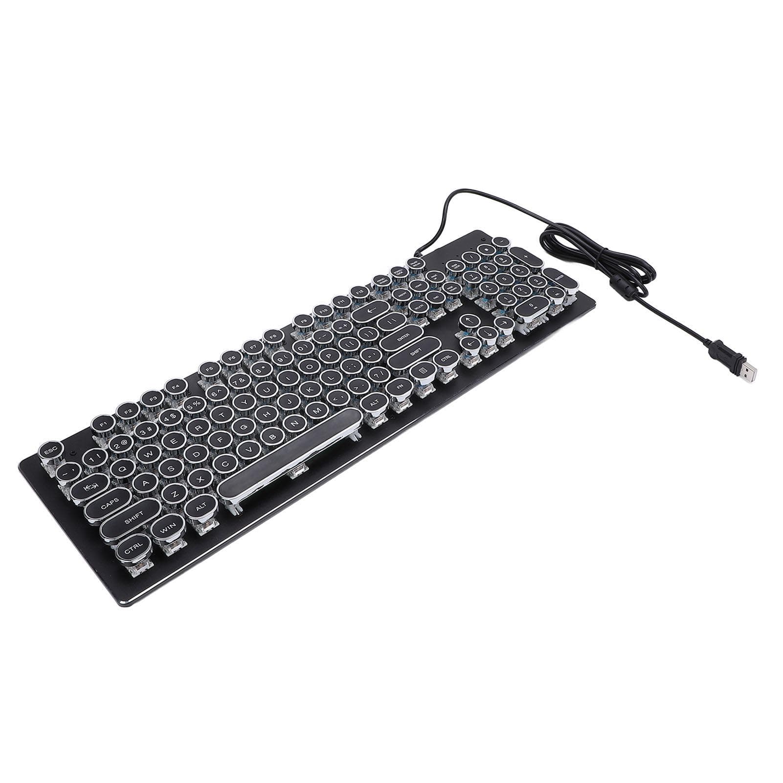 Gaming Keyboard with Blue Switch 104 Keys RGB Backlit USB Wired Mechanical Keyboard for Win 7 8 10 black