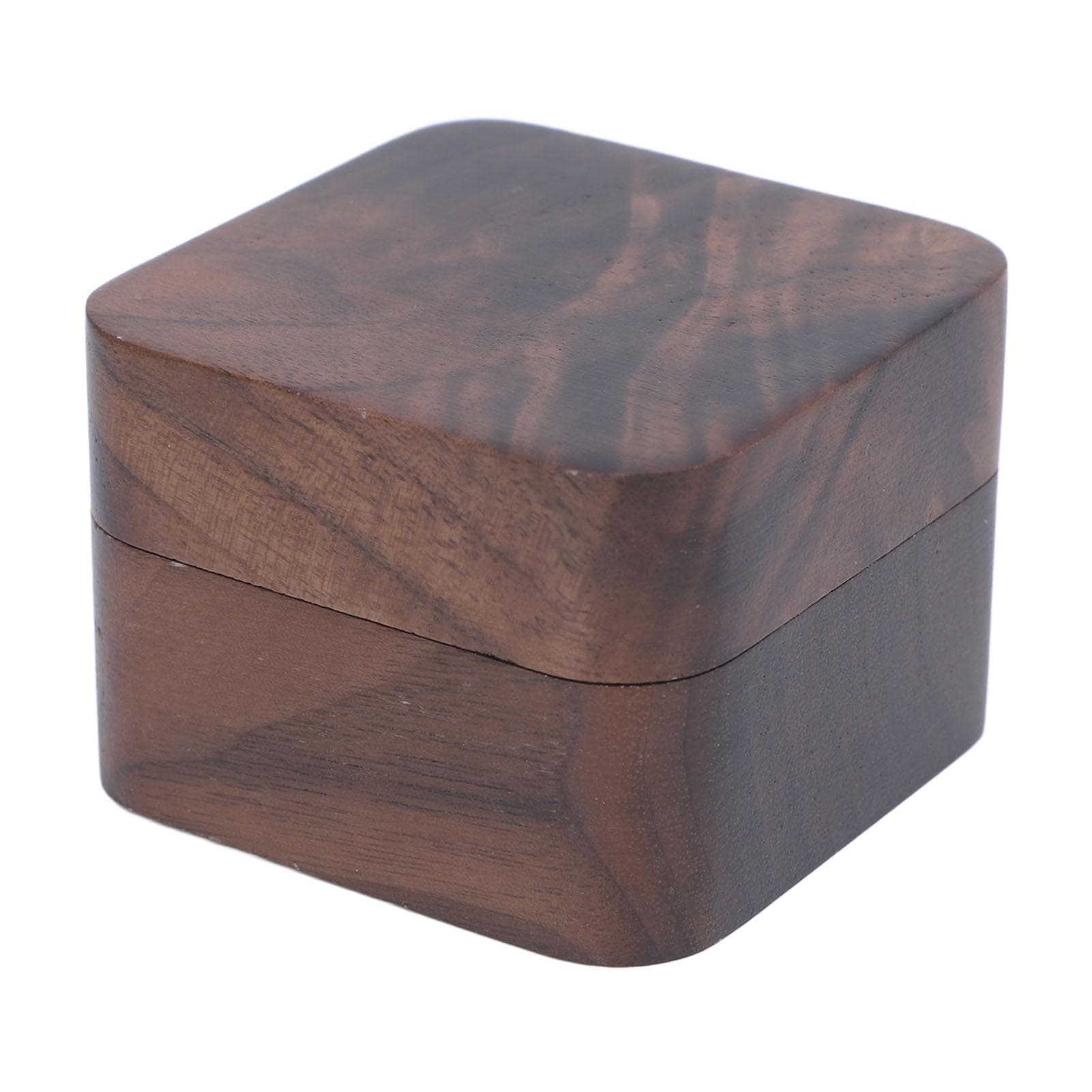 Ring Holder Box 5.5cm Square Walnut Wood Magnetic Closure Portable Jewelry Ring Case for Wedding