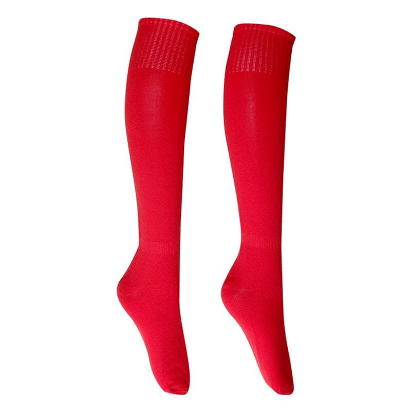 Football Soccer Socks Breathable Outdoor Sports Rugby Stockings Over Knee Socks red