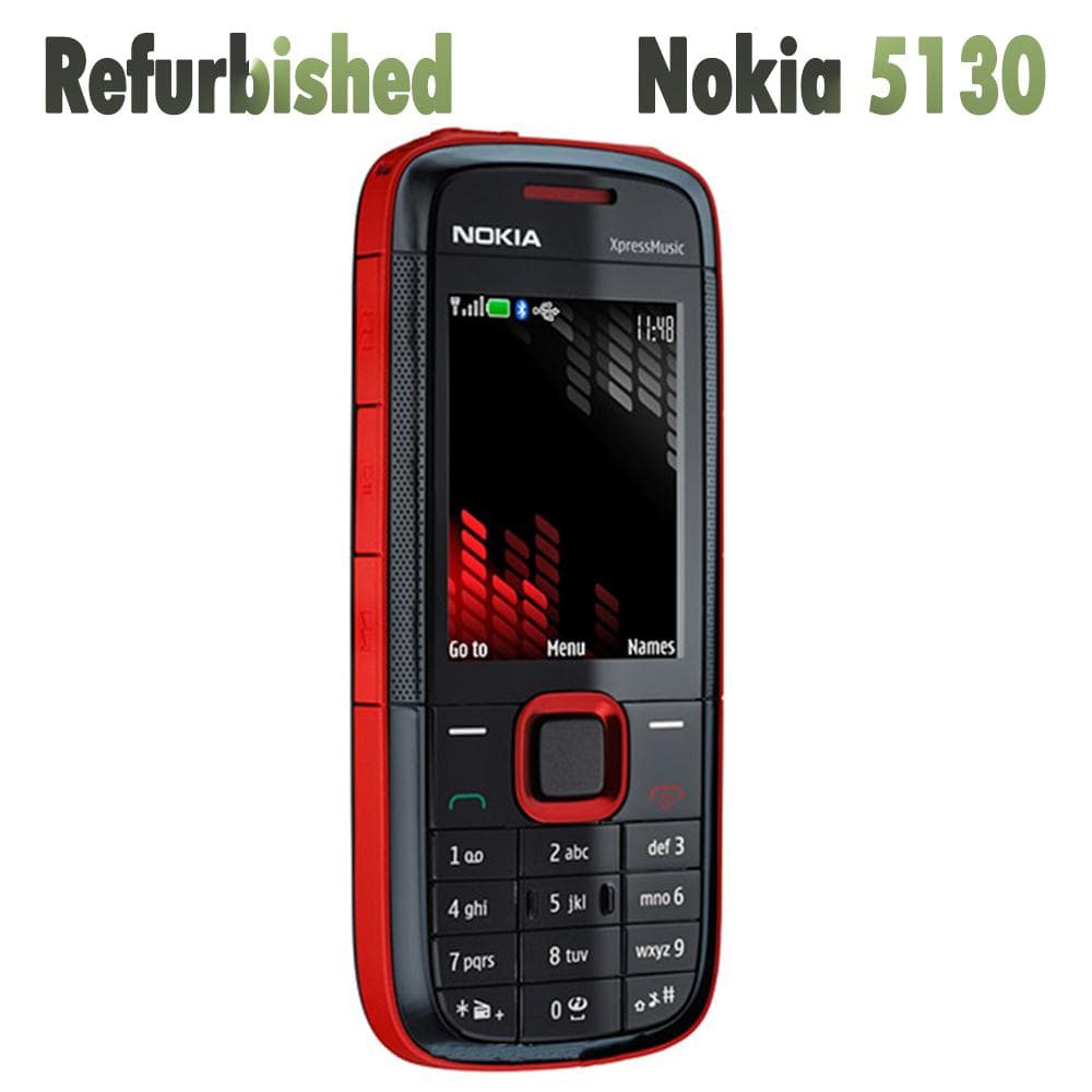 Refurbished Nokia Original Unlocked Nokia 5130 Mobile Phone With 1 SIM 1 Battery 1 Charger red