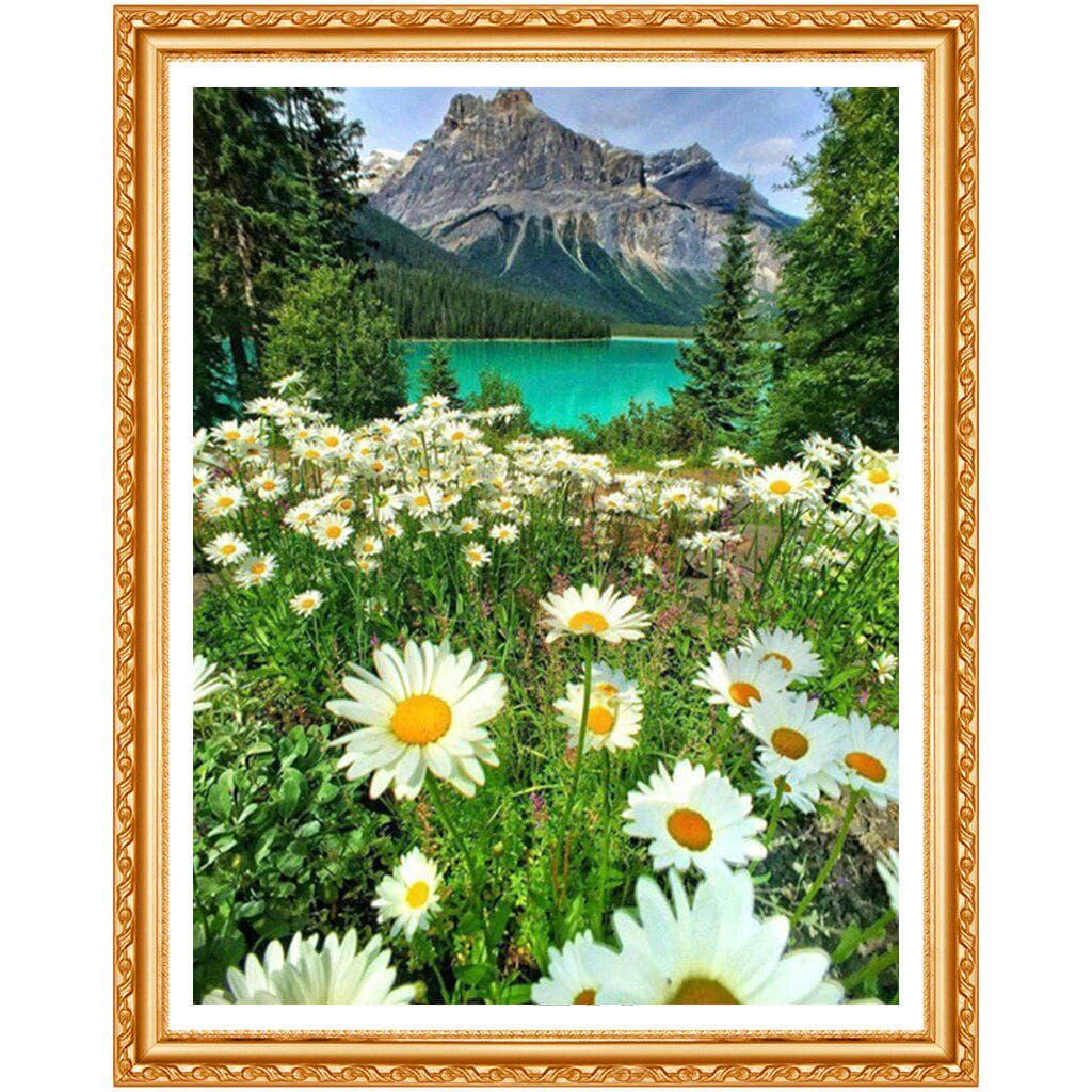5D Natural Landscape Diamond Embroidery Daisy Diamond Painting Needlework Canvas By Numbers 20X30CM