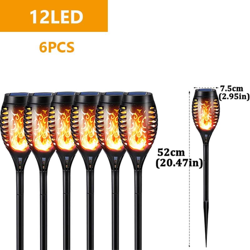 96 LED outdoor solar light garden light channel light waterproof terrace flashing dance torch flame light courtyard Christmas decoration 6PC 12LED