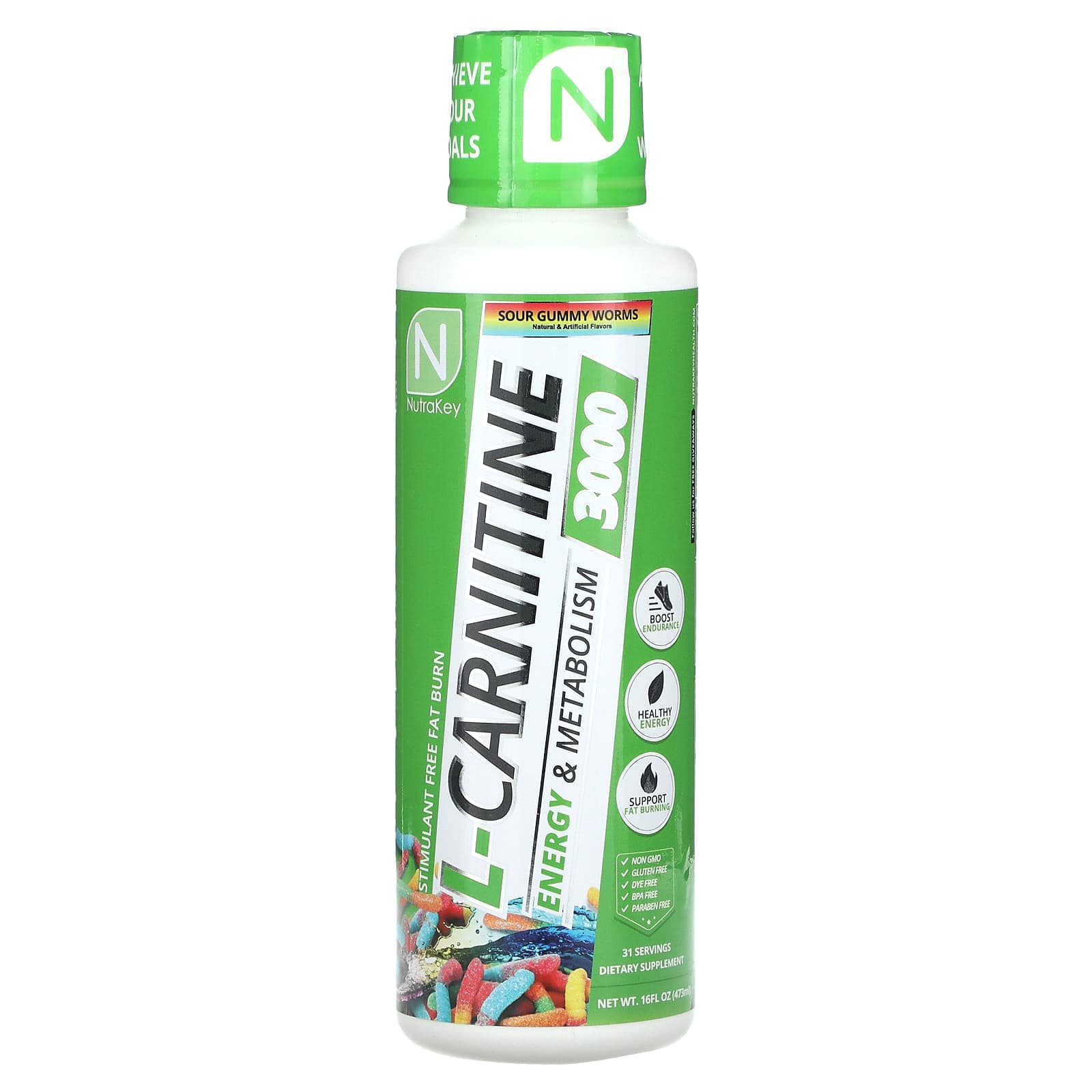 Nutrakey, L-Carnitine 3000, Sour Gummies, 16 fl oz (473 ml)