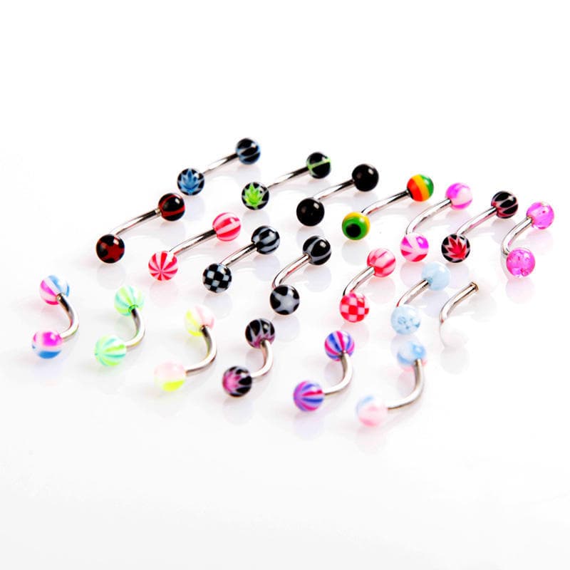 20pcs bola Multicolor Barbell curvado cejas anillos bares Cool Piercing Tragus multicolour