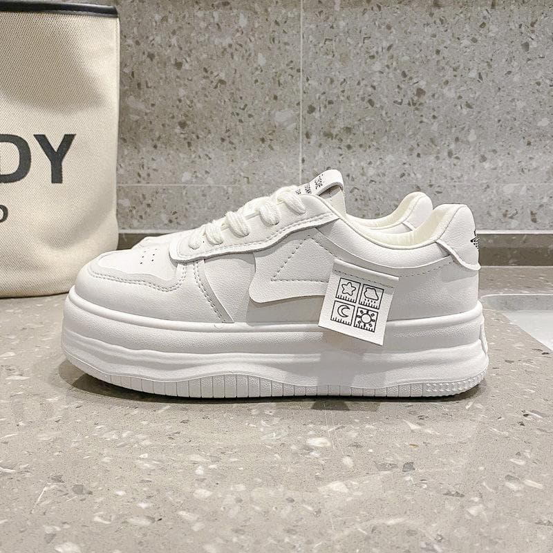 Bread Shoes Women's  Spring New Thick-soled Students All-match Sneakers Casual Sports White Shoes 40