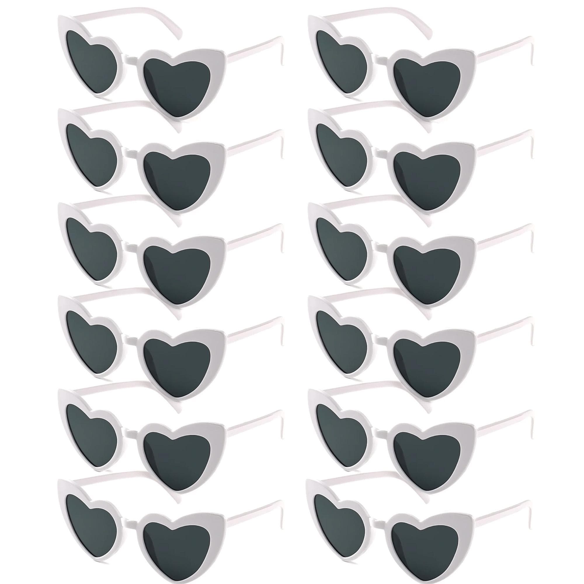 12 Pair Heart Shaped Sunglasses for Daily Use for Women Color Heart Eyeglasses Halloween Party Favor Christmas decorations