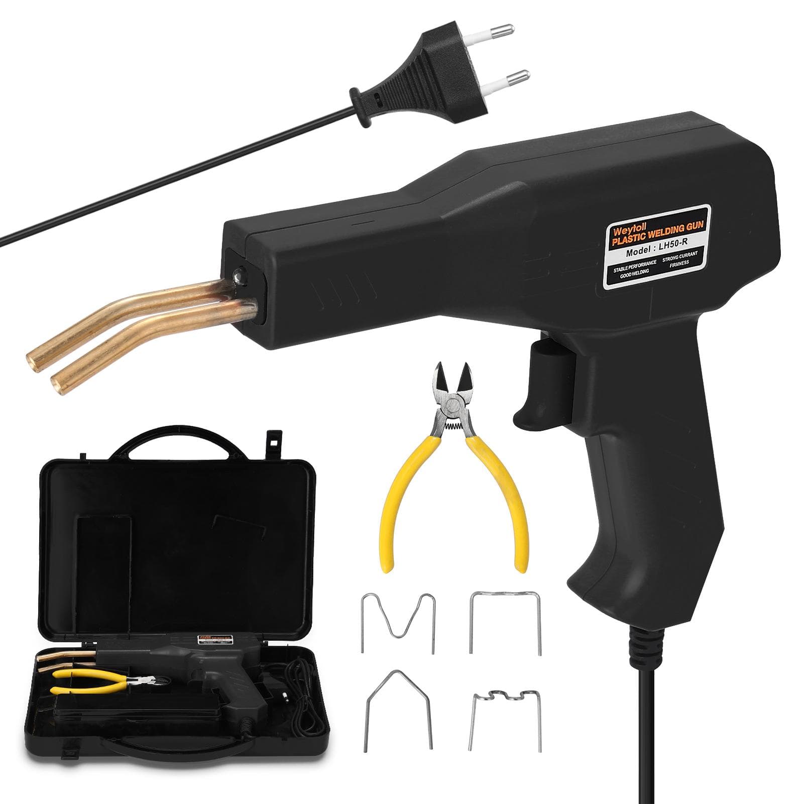 Weytoll Handy Plastics Welders Garage Tools Hot Staplers Machine Staple PVC Repairing Machine Car EU Plug black