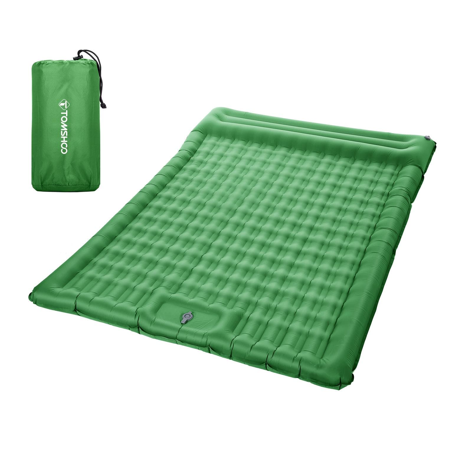 TOMSHOO Inflatable Double Sleeping Pad Extra Thick 5 Inch Sleeping Pad Mat Air Mattress with army green
