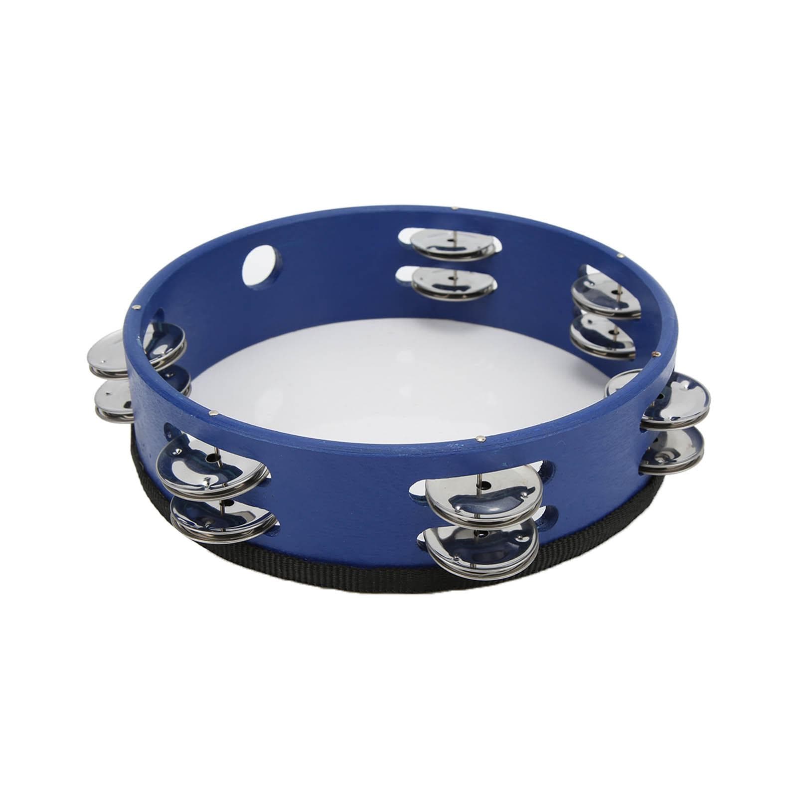 Tambourine 8in Handheld Percussion Jingles Bell Instrument for Children Adult Blue