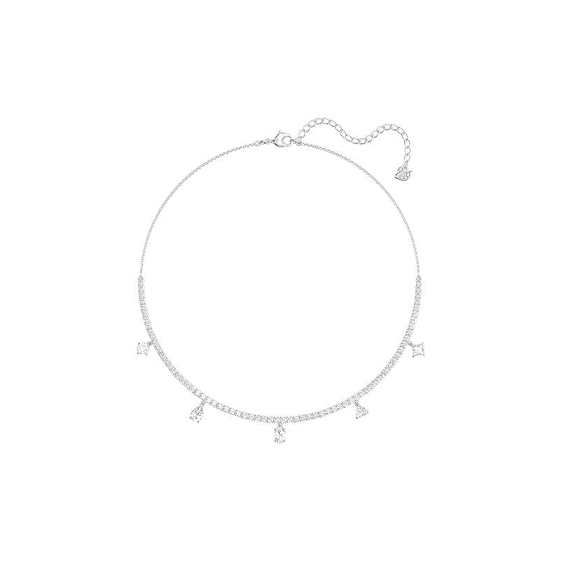 Swarovski Tennis Deluxe Mixed Rhodium Plated Choker Necklace Women necklaces White 5562084 Box (Random Color)