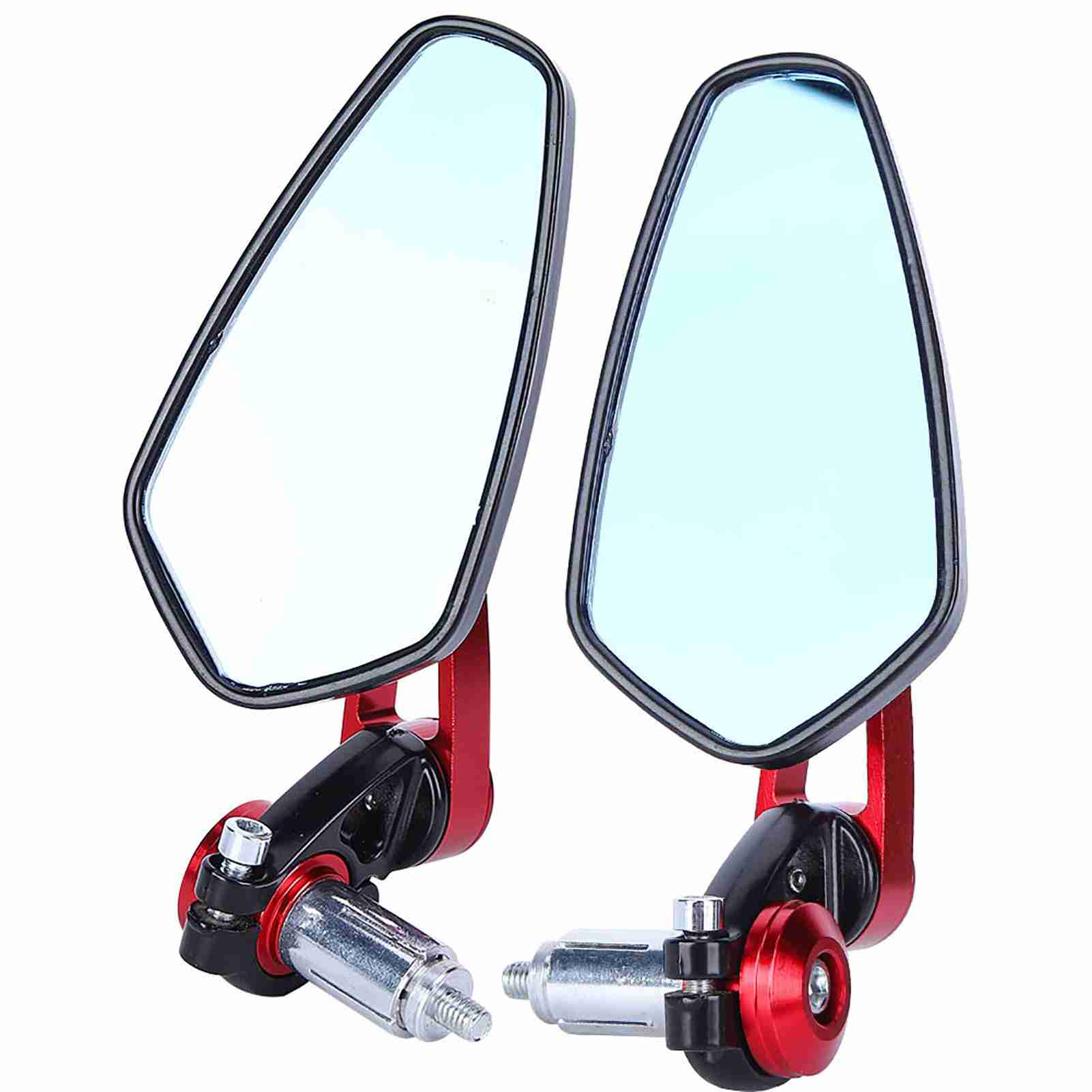 Universal Motorcycle Motorbike Aluminum Alloy 78 22mm Bar End Side Rearview Mirrors Red