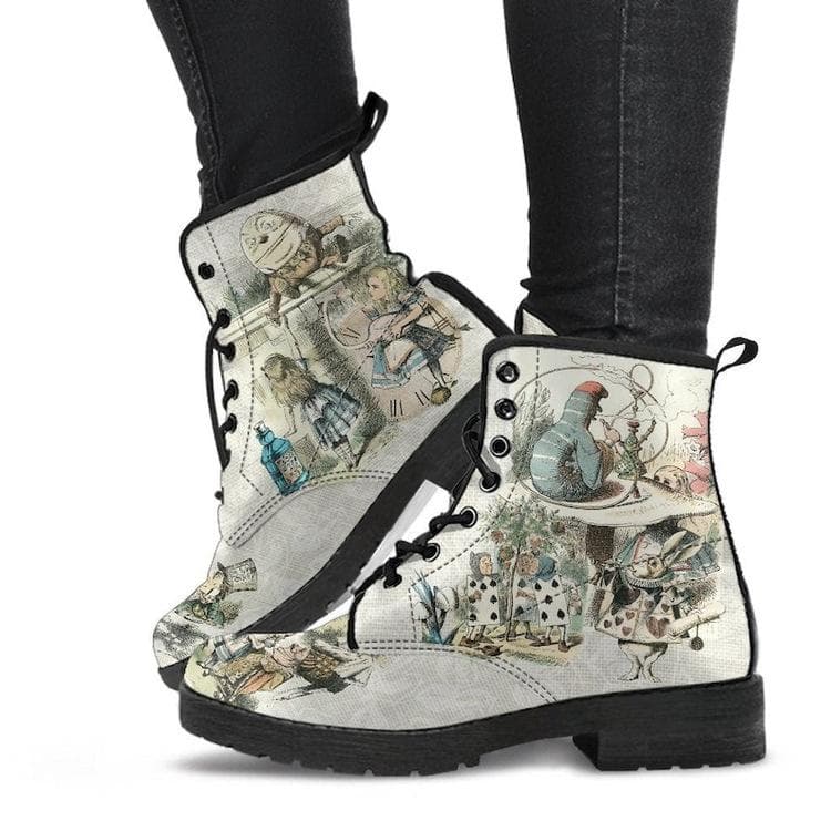 2026 Fashion New Women's Boots Printed Leather Combat Boots Motorcycle Boots 37