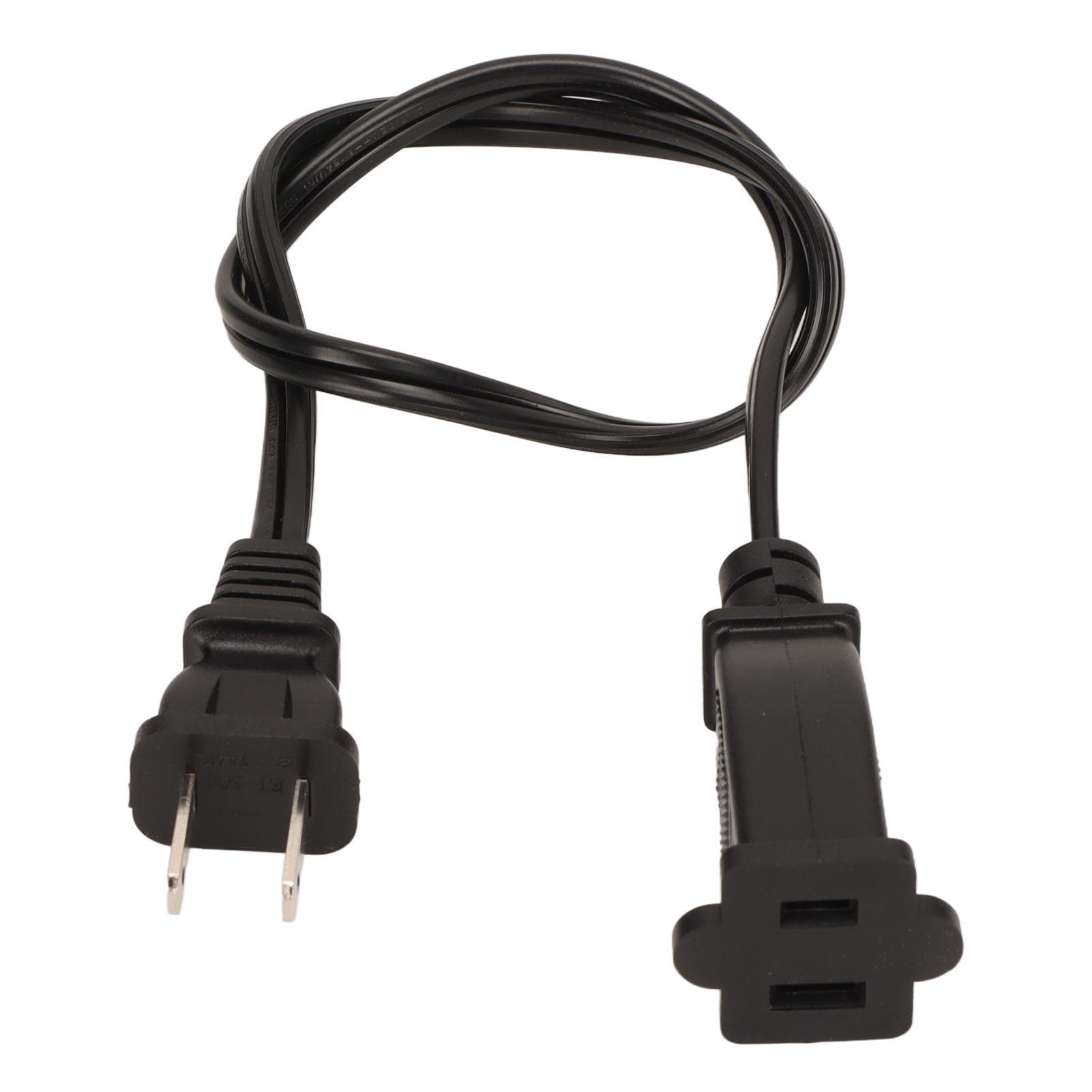 for NEMA 1 15P to 1 15R Cable 2 Prong Waterproof Flame Retardant Power Extension Cord   19.7in US Plug