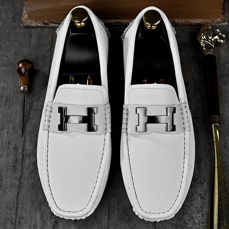 Men's All-Season Toad Leather Shoes - Versatile Outdoor Casuals 47 white