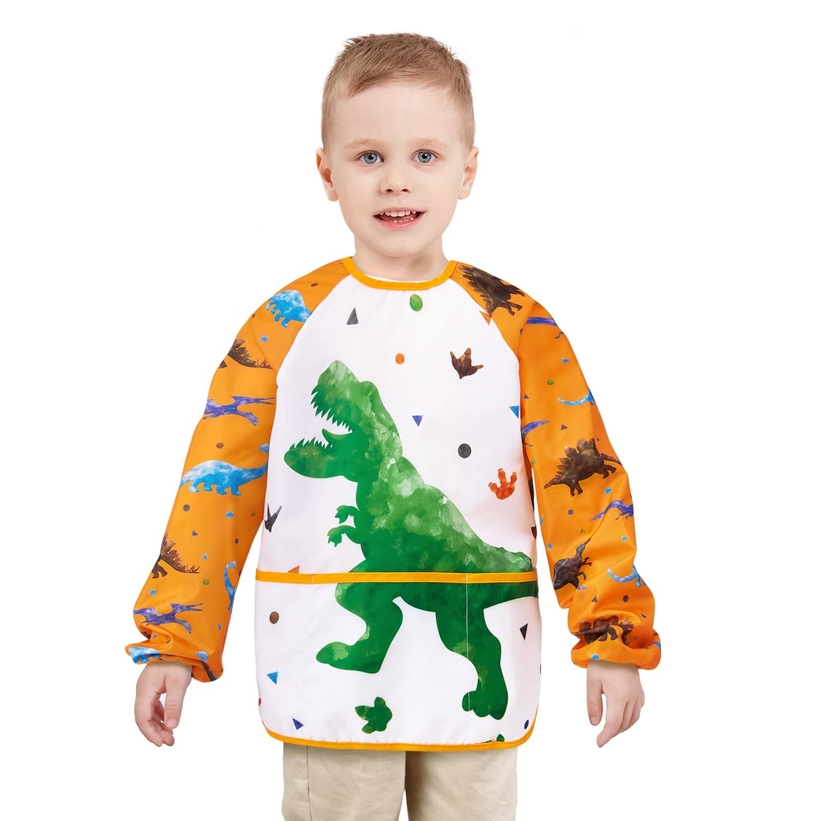 Art Smock - Kids Aprons for Girls Waterproof Toddler Art Smock Painting for Girls with Long Sleeve and 3 Pockets One Size