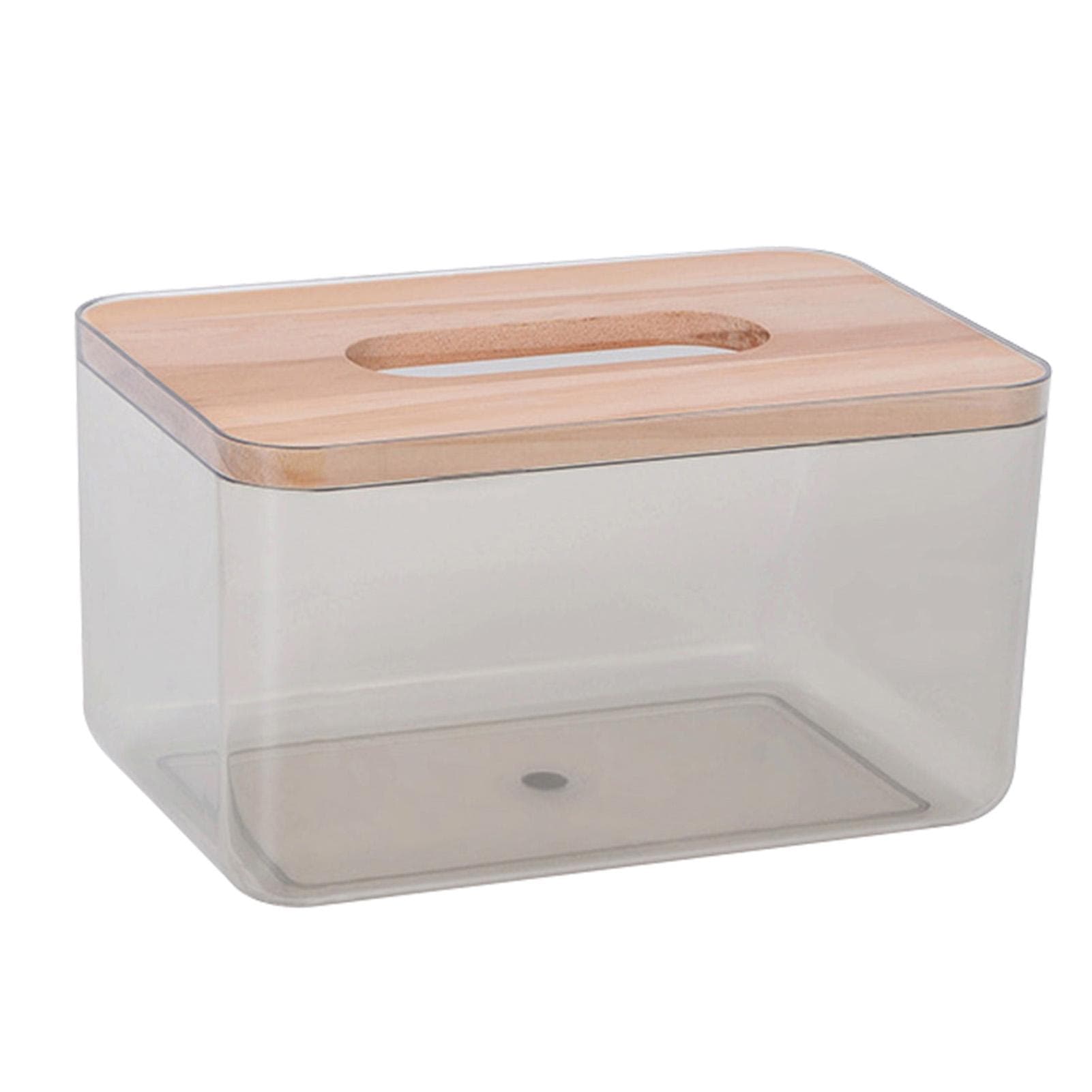 Tissue Box Holder Transparent Box Wear Resistant PP Compressed Wood Napkin Box with Nonslip Bottom Black S(300ml)