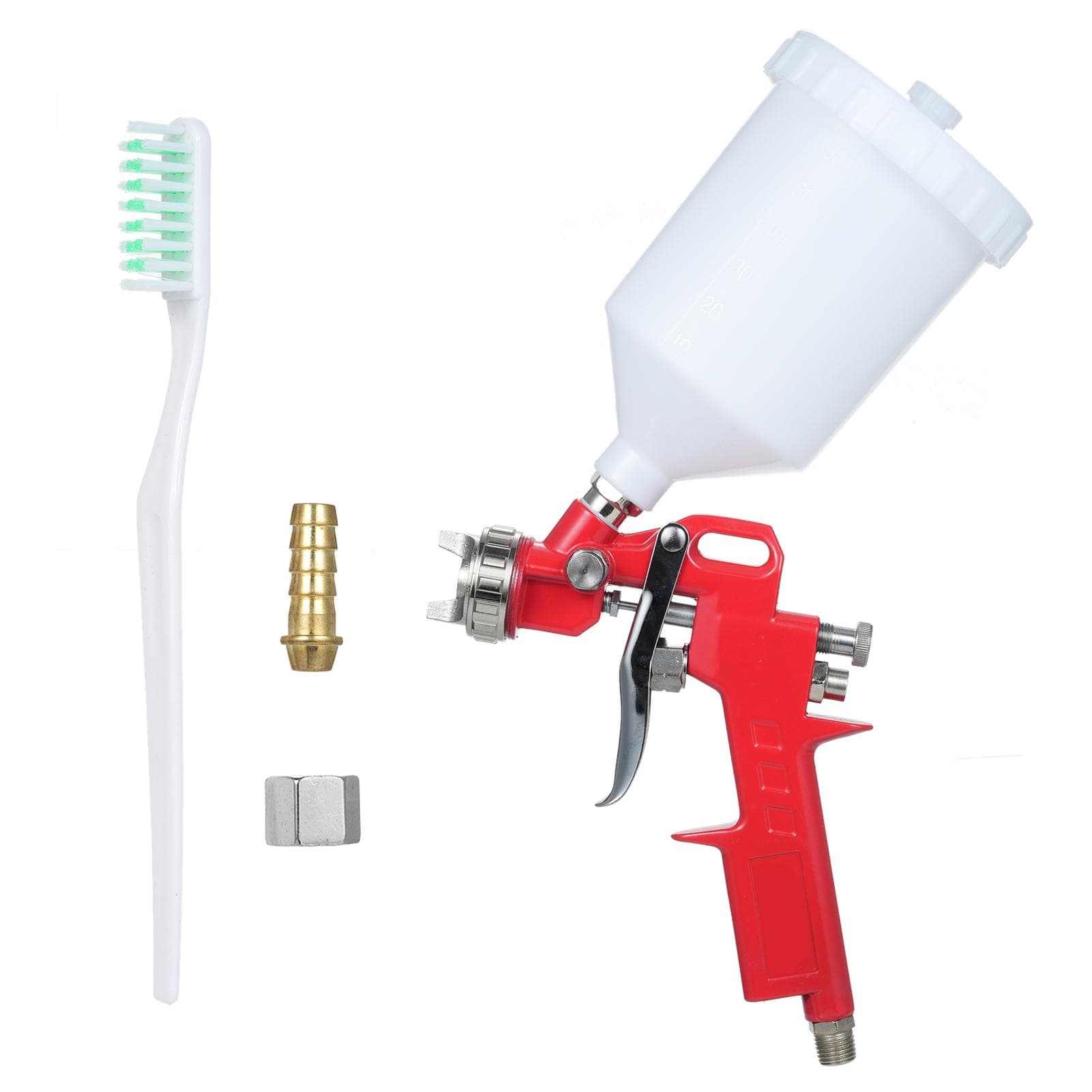 Mini Spray Machine Air Paint Sprayer Kit with 1.4mm Nozzle and 600ml Fluid Cup for Walls Automotive red