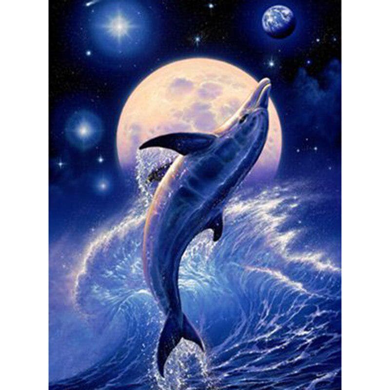 DIY 5D Diamond Mosaic Dolphins Diamond Painting Cross Stitch Kits Home Decoration 20X30CM