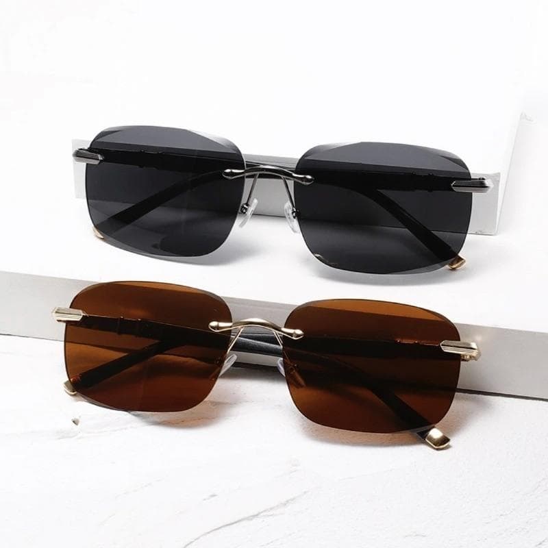 1/2PCS New Men's Rimless Sunglasses Sport Driving Ultra Light Glasses Stylish UV Protection