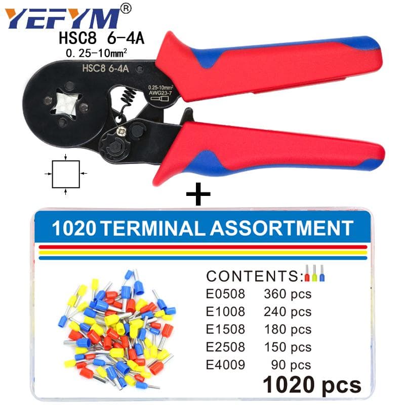 Crimping Tools Pliers Electrical Tubular Terminals Box Mini Clamp Self-Adjusting Set Ferrule Crimping Tool
