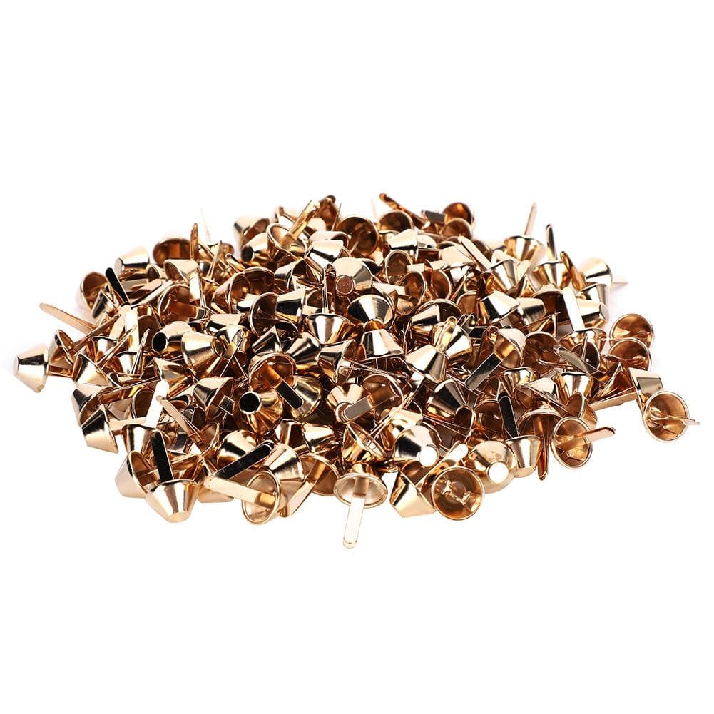 200pcs 12mm Feet Rivets Brass Purse Bag Studs Bucket Shape Hardware Fitting DIY Accessory Light Gold