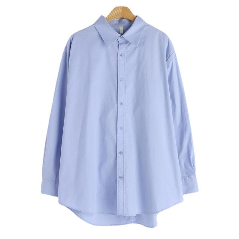 Autumn Japan and Korea New Shirt Women's Pure Cotton Loose Casual Design Back Split Shirt Women L