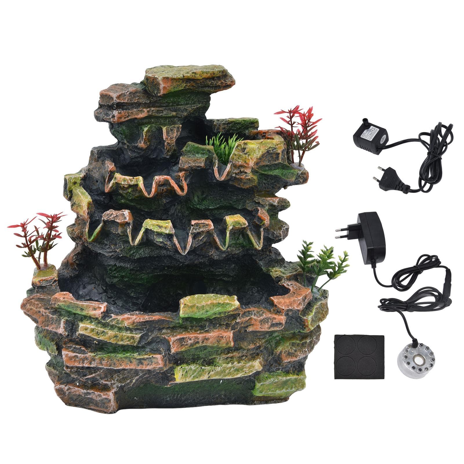 Desktop Fountain Indoor Water Fall Rockery Electric Decoration with Atomizer for Home Office