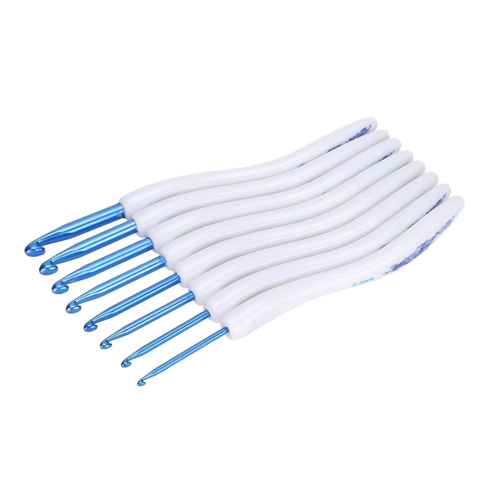 8pcs Crochet Hooks Curved Soft Handle Comfortable Portable Knitting Tool for Weaving EnthusiastBlue blue