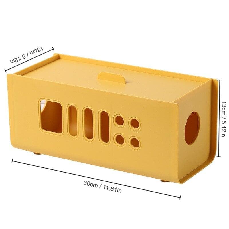 Cable Storage Box Multifunctional Power Board Wire Management Socket Wire Case Home Room Safety Network Line Storage Bin yellow