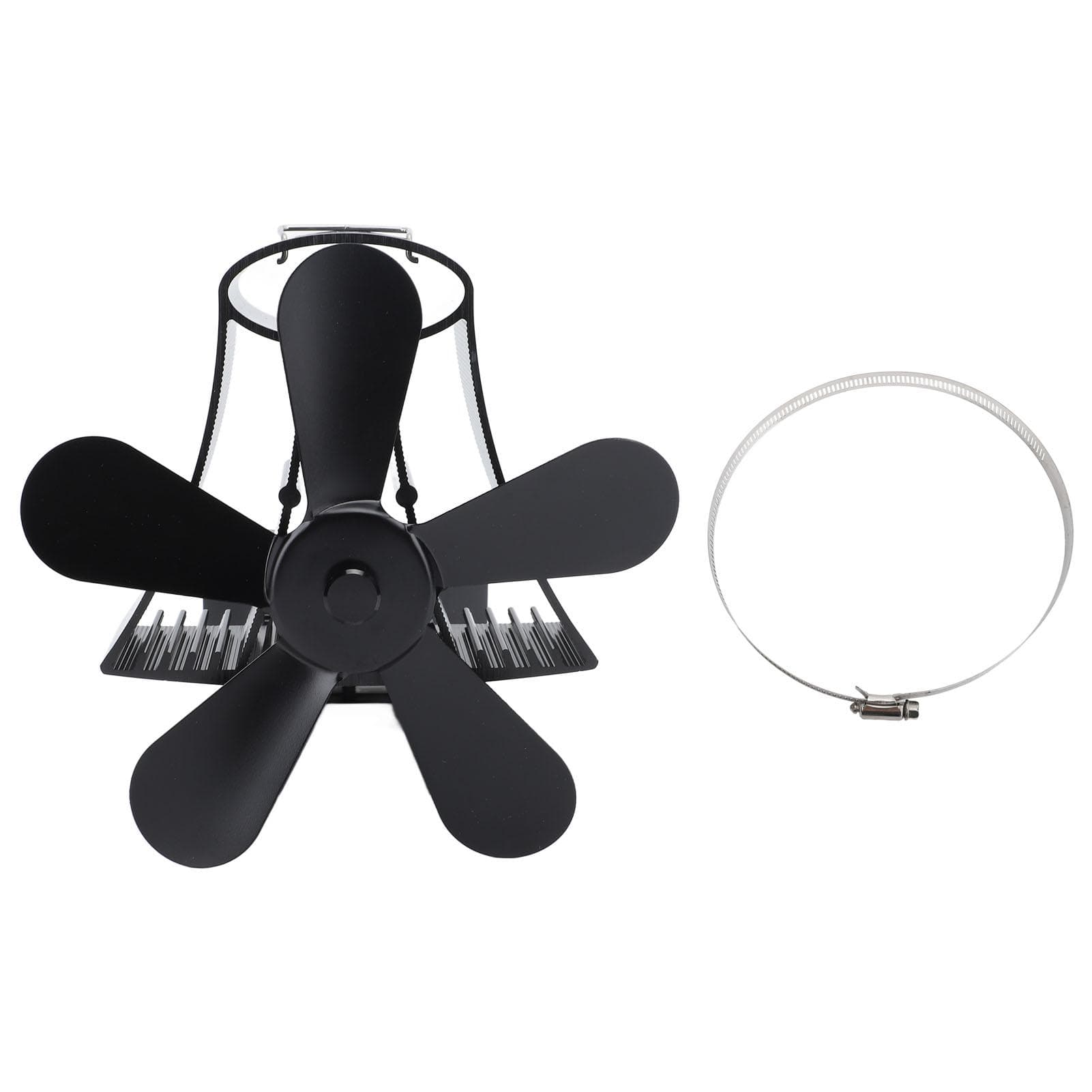 Magnetic Wall Mounted Fireplace Fan Silent Operation 5 Blade Heat Powered Wood Stove Fan Log Wood black
