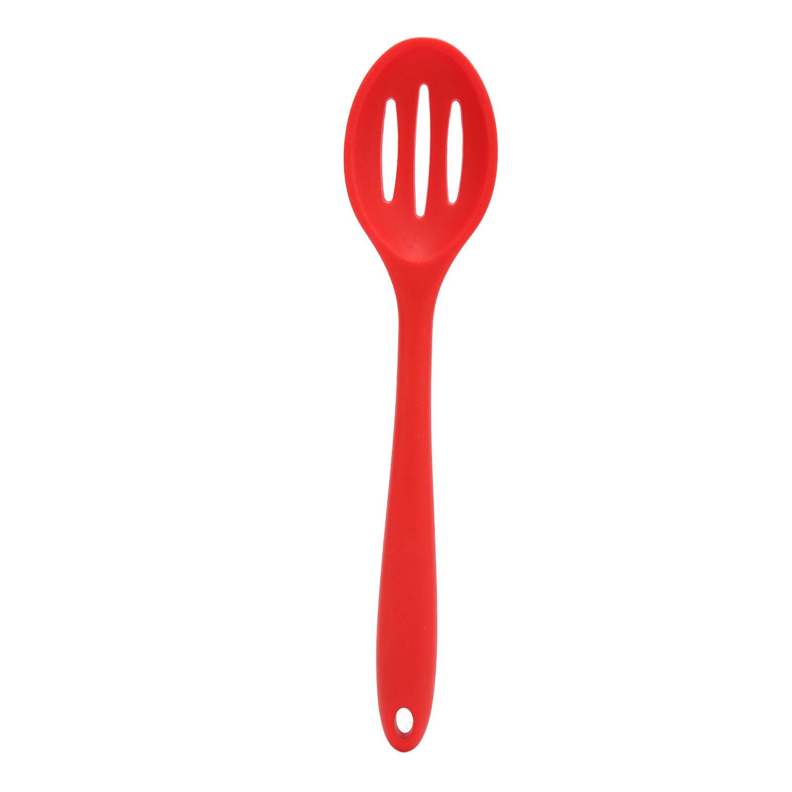 3Pcs Silicone Cooking Spoon Easy to Clean Scratch Resistant Space Saving Kitchen Salad Spoon for L(for 6.5-9kg) red