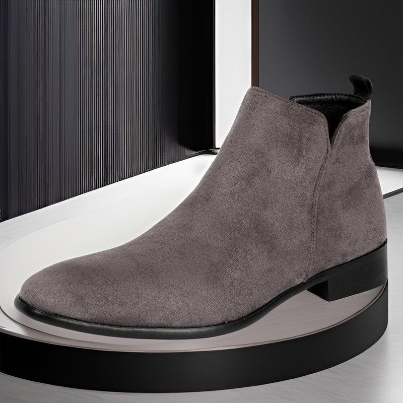 Men's Large Size Chelsea Boots with Side Zipper - Versatile Fashionable European & American Ankle Boots 45 gray