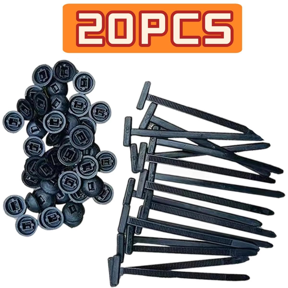 100 Pcs Nylon Universal Cable Tie Buckle Heavy Duty Self-Locking Zip Ties Holder with Pin And Button Multi-Purpose Cable Tie Tool for Car Daily Repair 20PCS