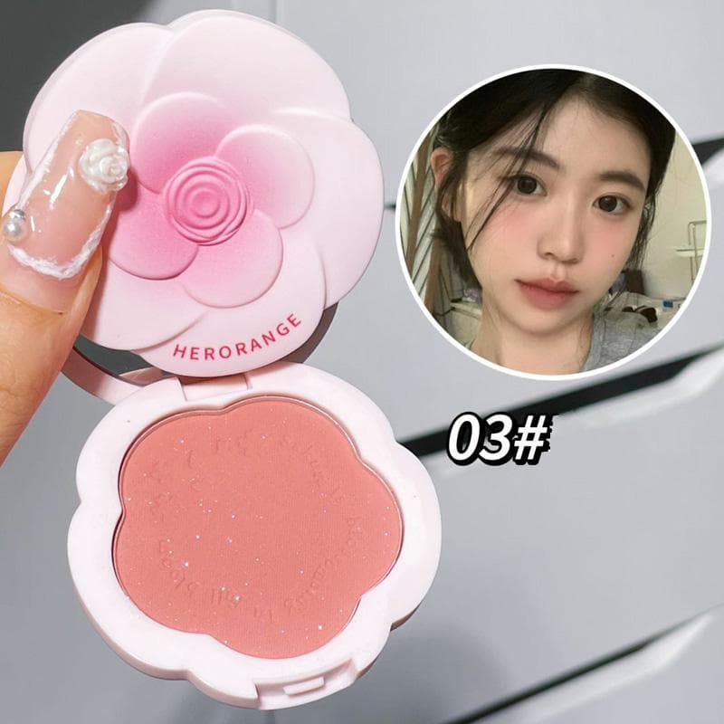 Monochrome Flower Blusher Shimmer Powder Natural Cheek Tint Brighten Waterproof Matte Face Blush Contouring Eyeshadow Cosmetics